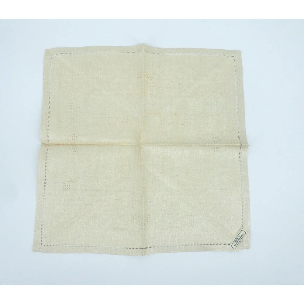 Vintage Linen Napkin Set 11 Beige European 1950s Table Decor